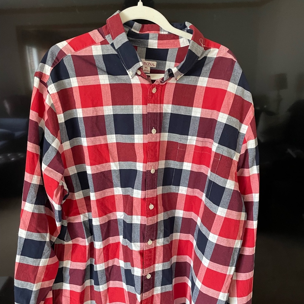 Merona Plaid Flannel Pattern Shirt Button Front — Mens 2XL XXL